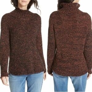 Eileen Fisher Organic Cotton Linen Blend Long Sleeve Knit Funnel Neck Sweater XS